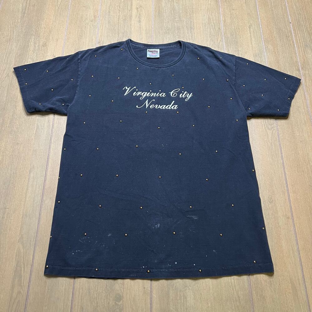 Vintage 90s Virginia City Nevada‎ souvenir t-shirt with gold stud details Sz L